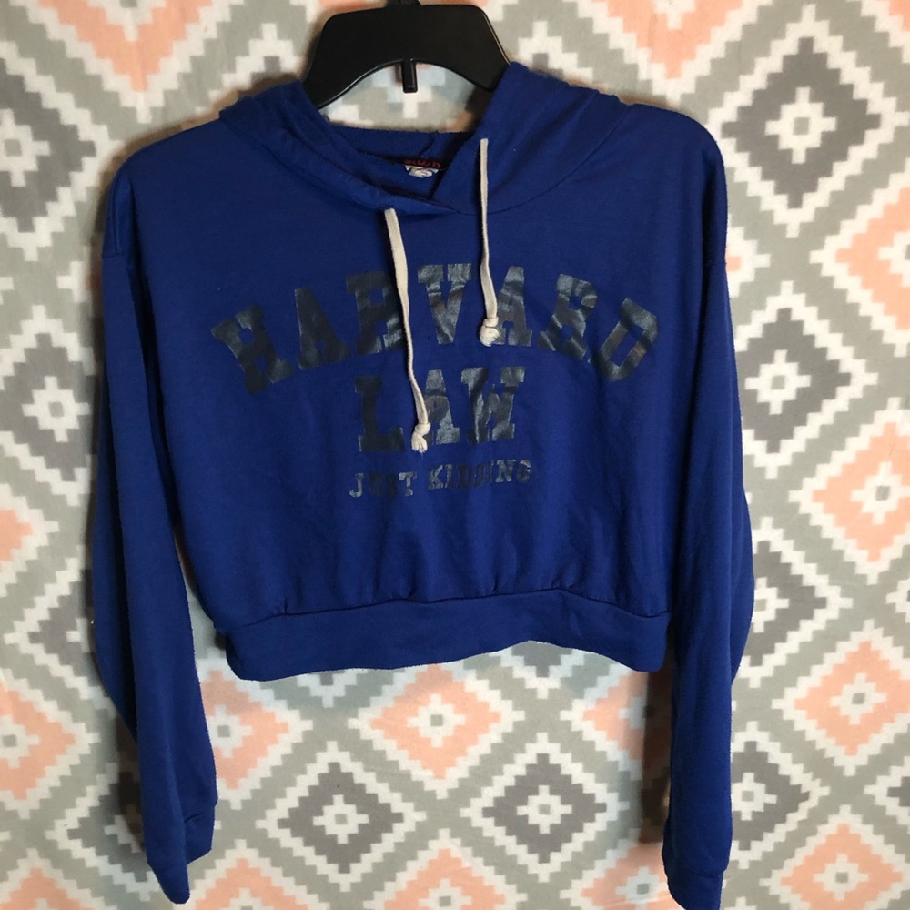 Navy Blue Crop Hoodie